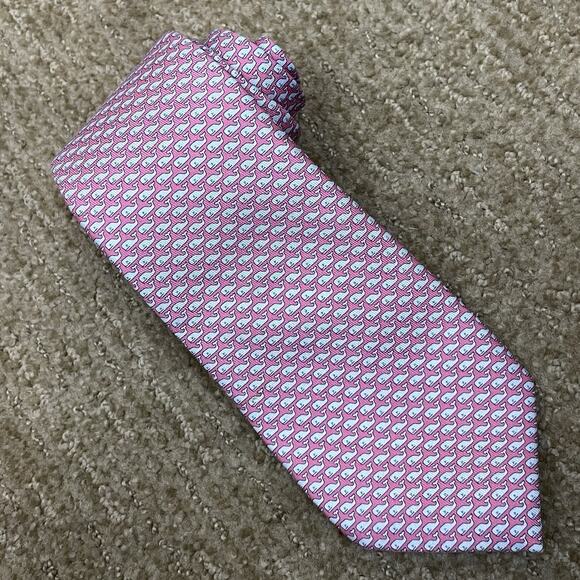 NWT Vineyard Vines Martha's Vineyard Pink Whale Tie Silk 3.25" Preppy Officewear